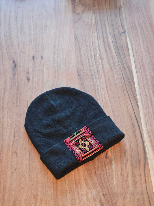 Black Embroidered Toque