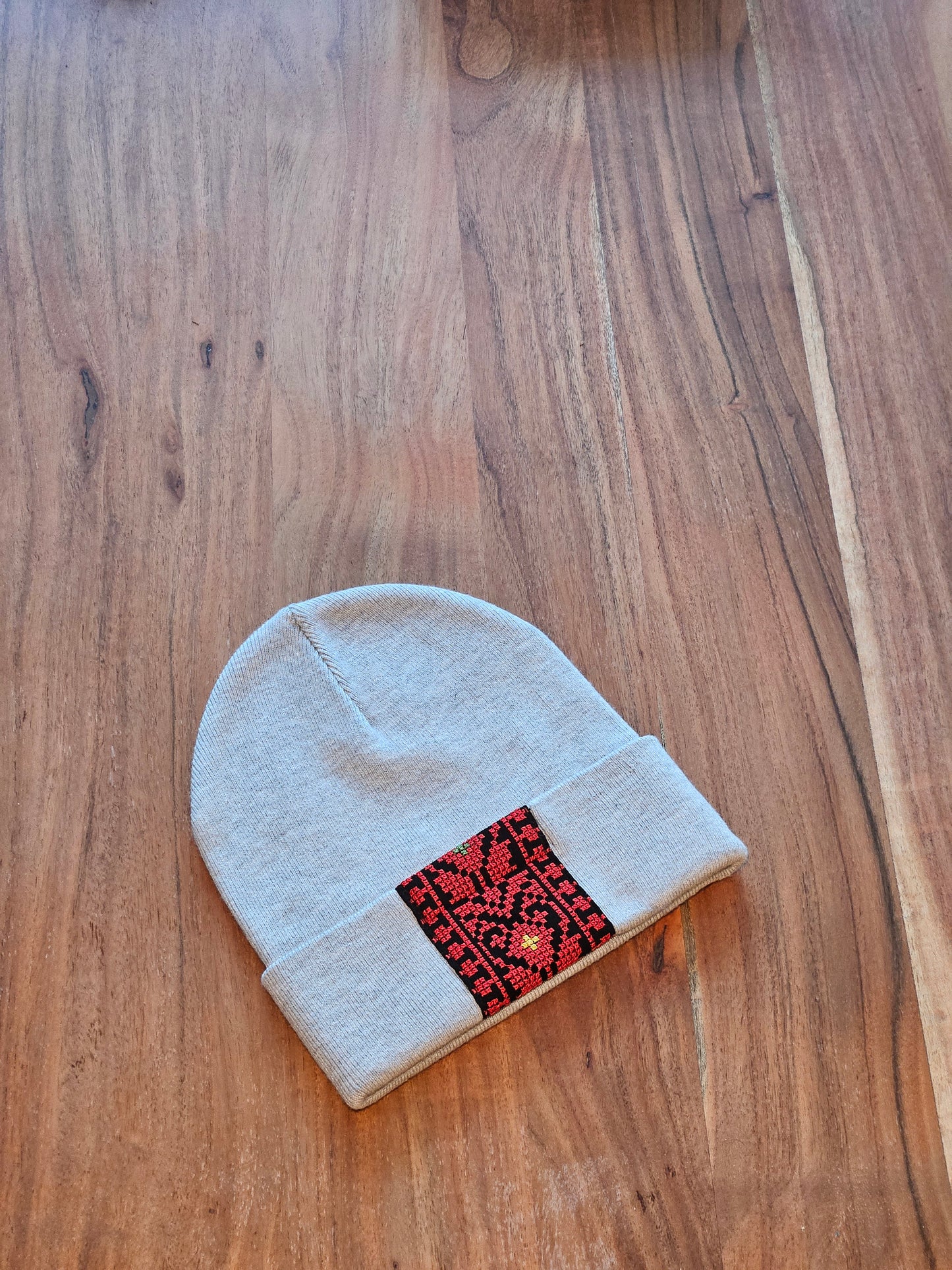 Grey Embroidered Toque