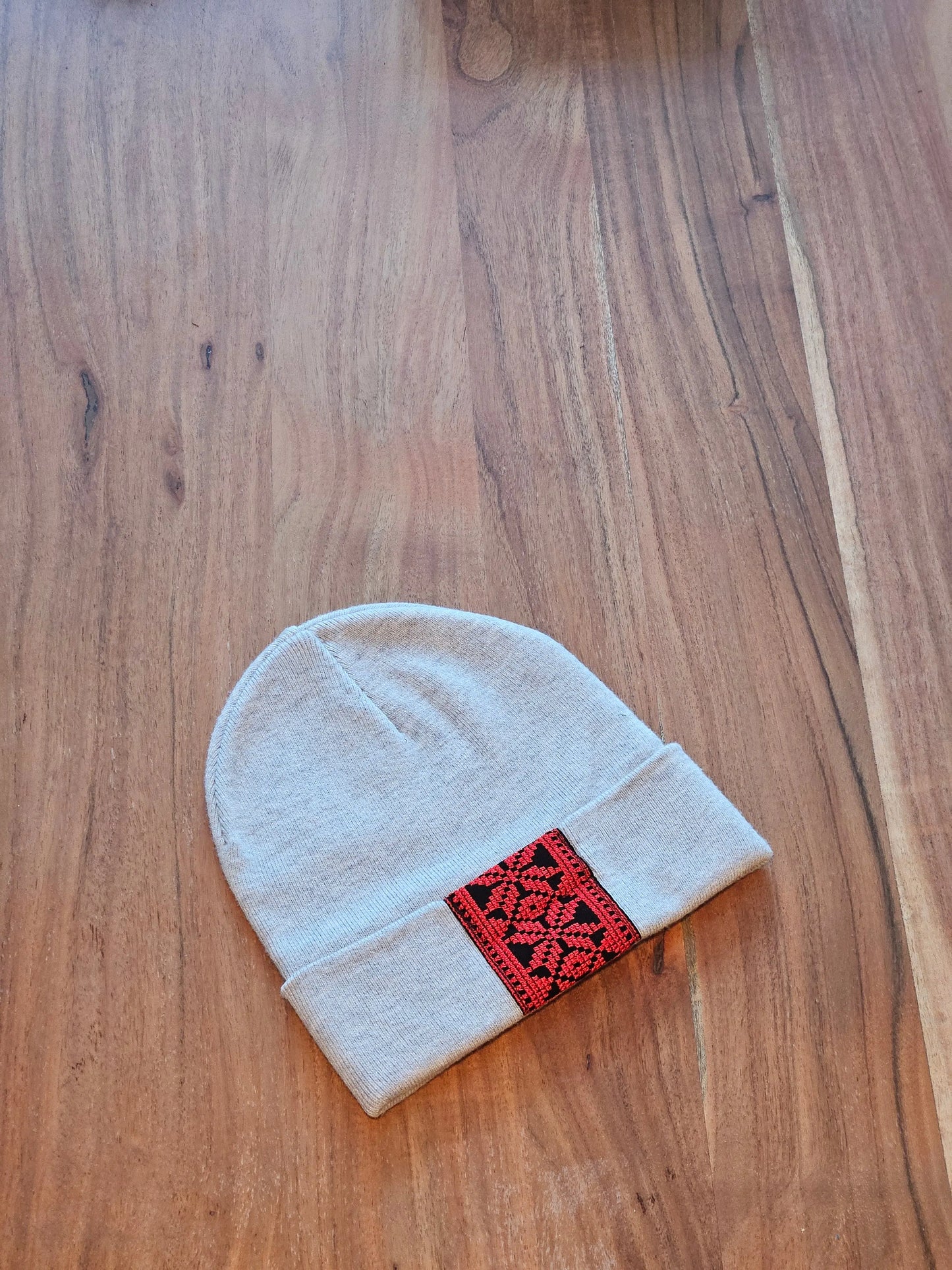 Grey Tatreez Embroidered Toque – Tradition Meets Comfort Mona Al Kurdi