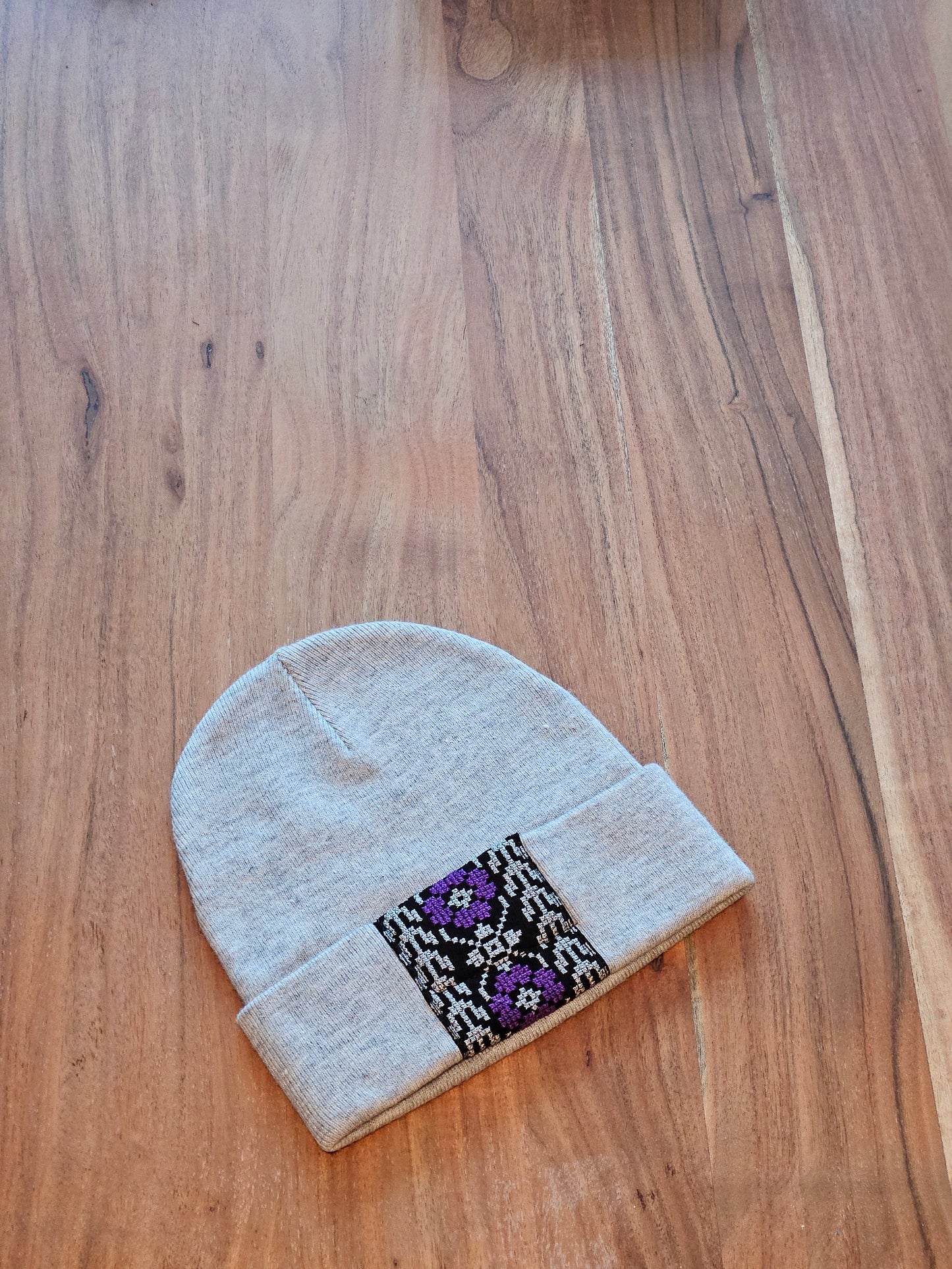 Grey Embroidered Toque