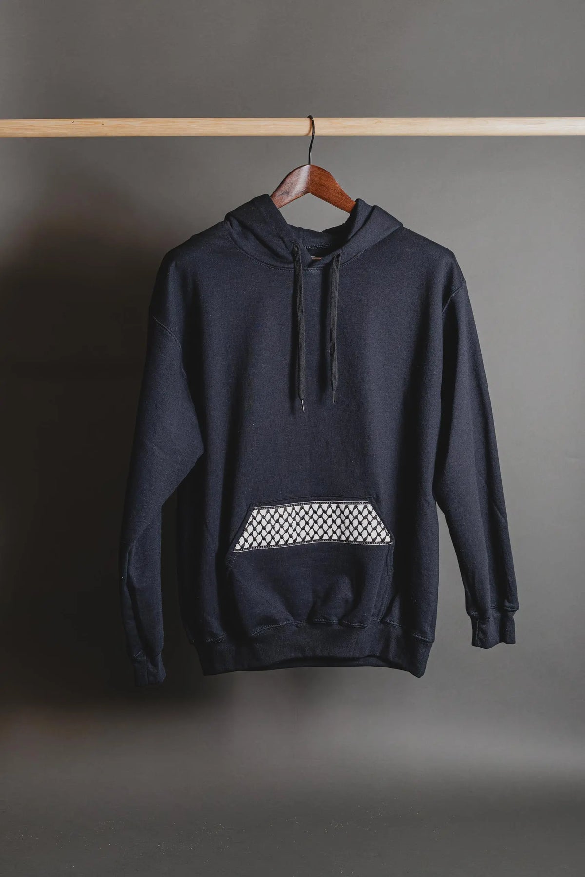 Blue hoodie Multicolor Cypress Tatreez embroidery detail