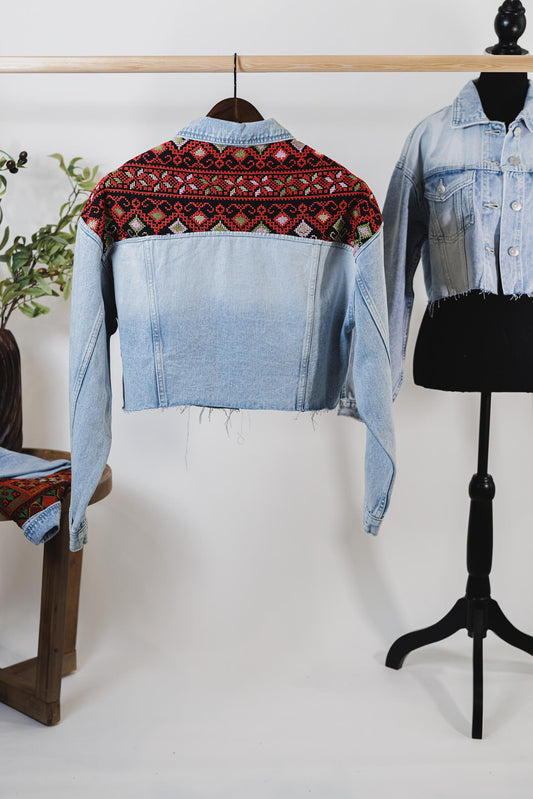 Light Blue Cropped Denim Jacket