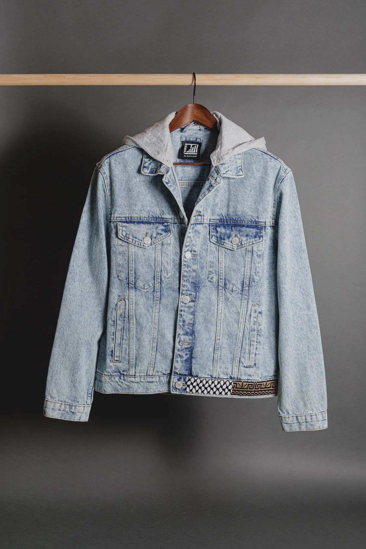 palestinian keffiyeh denim jacket