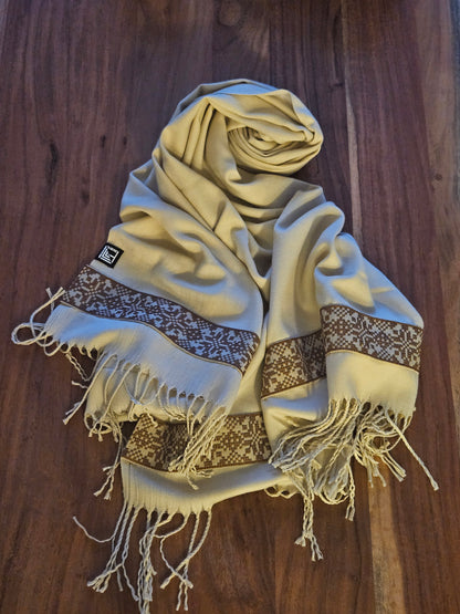 Beige Embroidered Scarf