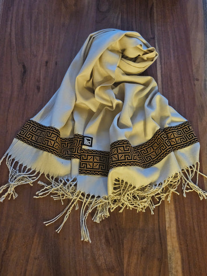 Beige Embroidered Scarf