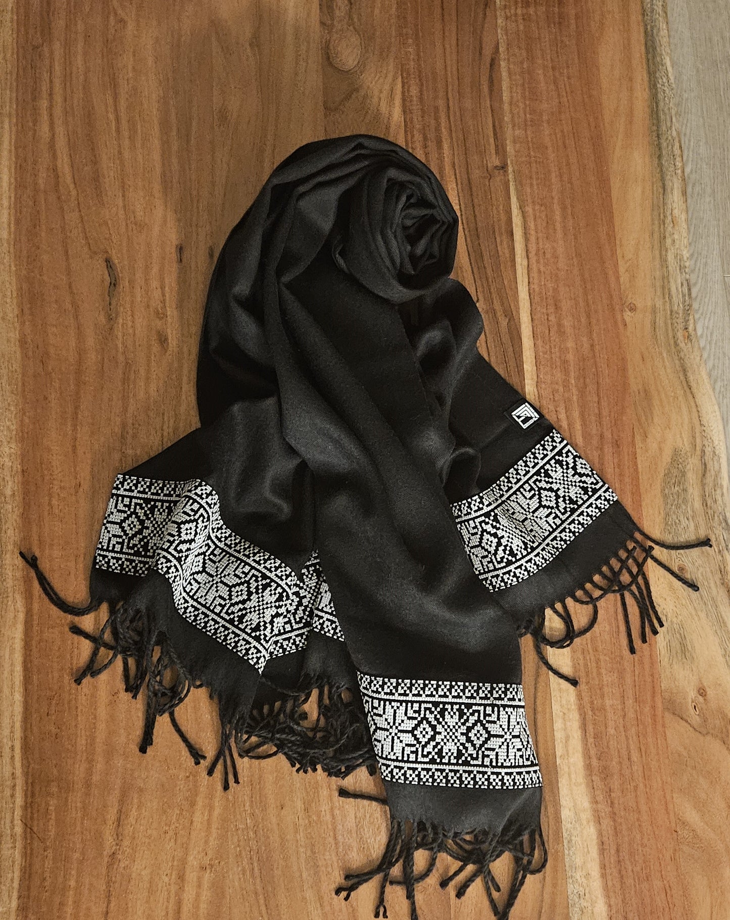 Black Embroidered Scarf