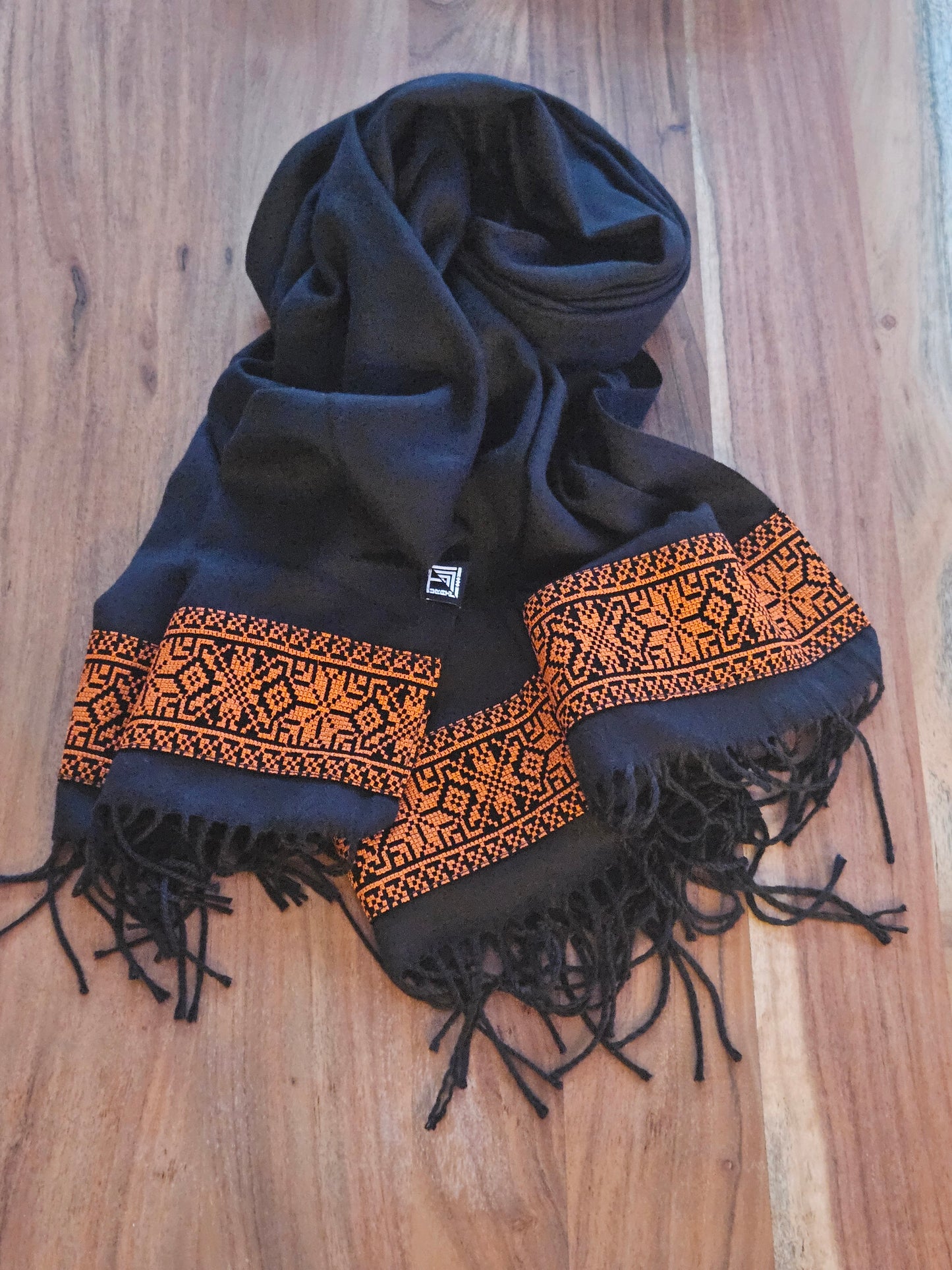 Black Embroidered Scarf