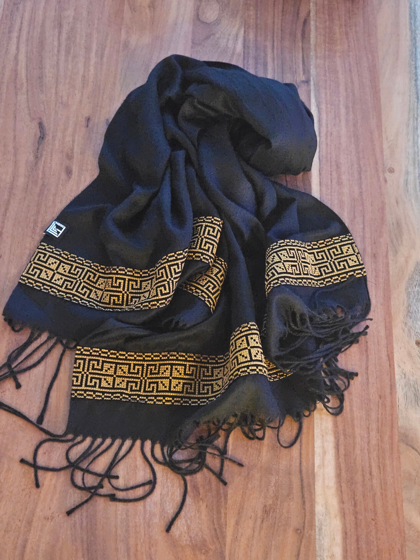 Black Embroidered Scarf