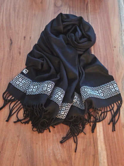 Black Embroidered Scarf