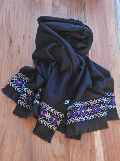 Black Embroidered Scarf