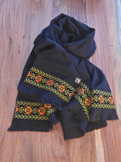 Black Embroidered Scarf