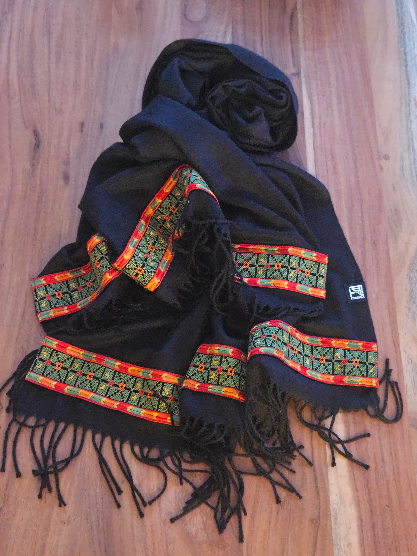 Black Embroidered Scarf