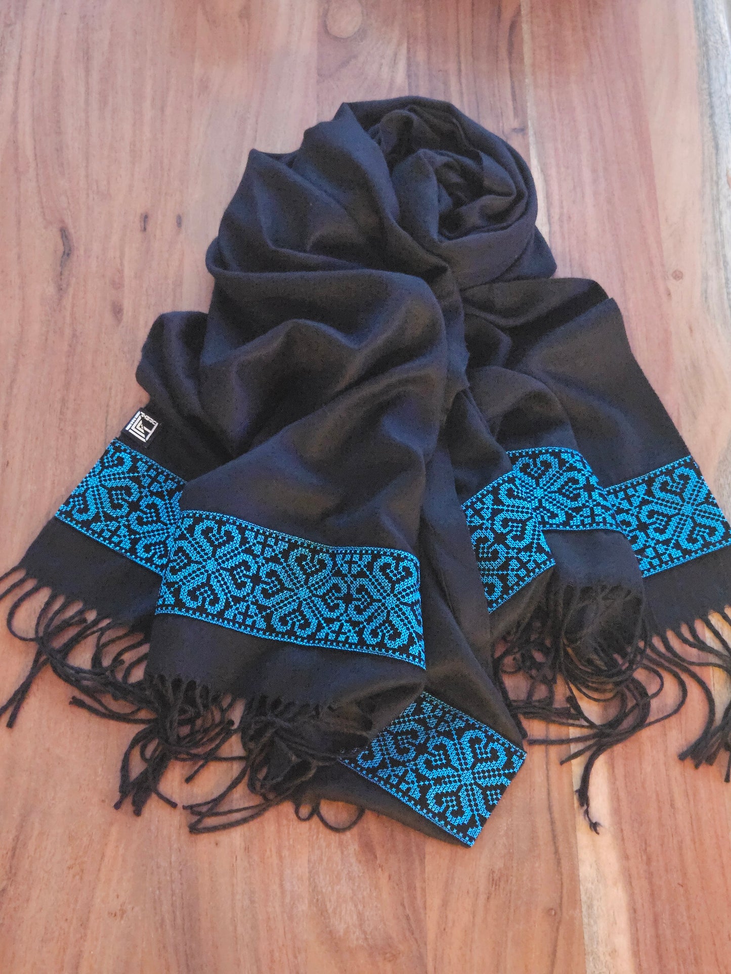 Black Embroidered Scarf