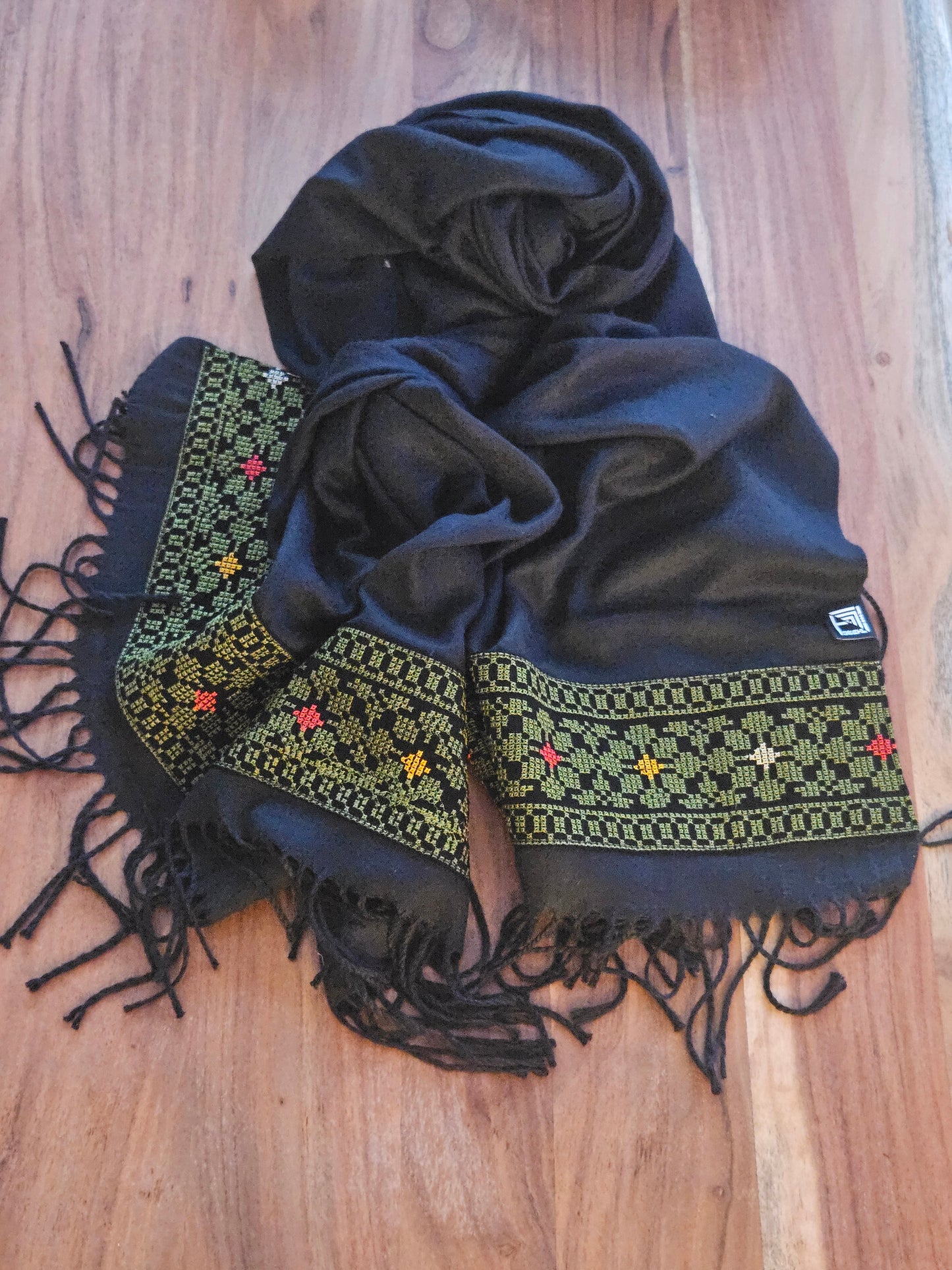 Black Embroidered Scarf