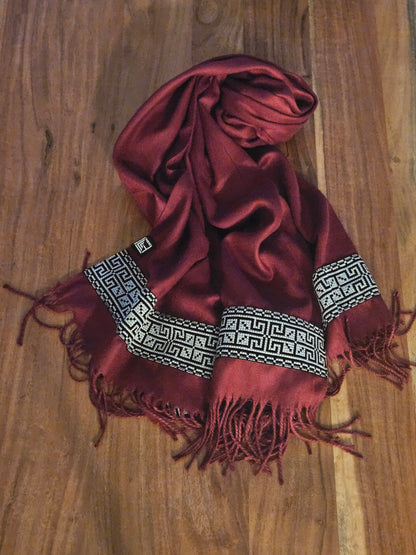 Burgundy Embroidered Scarf