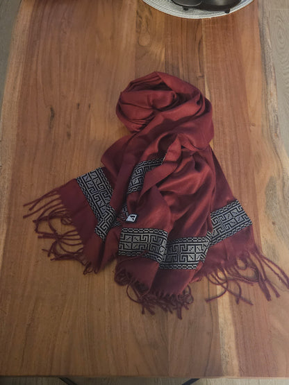 Burgundy Embroidered Scarf