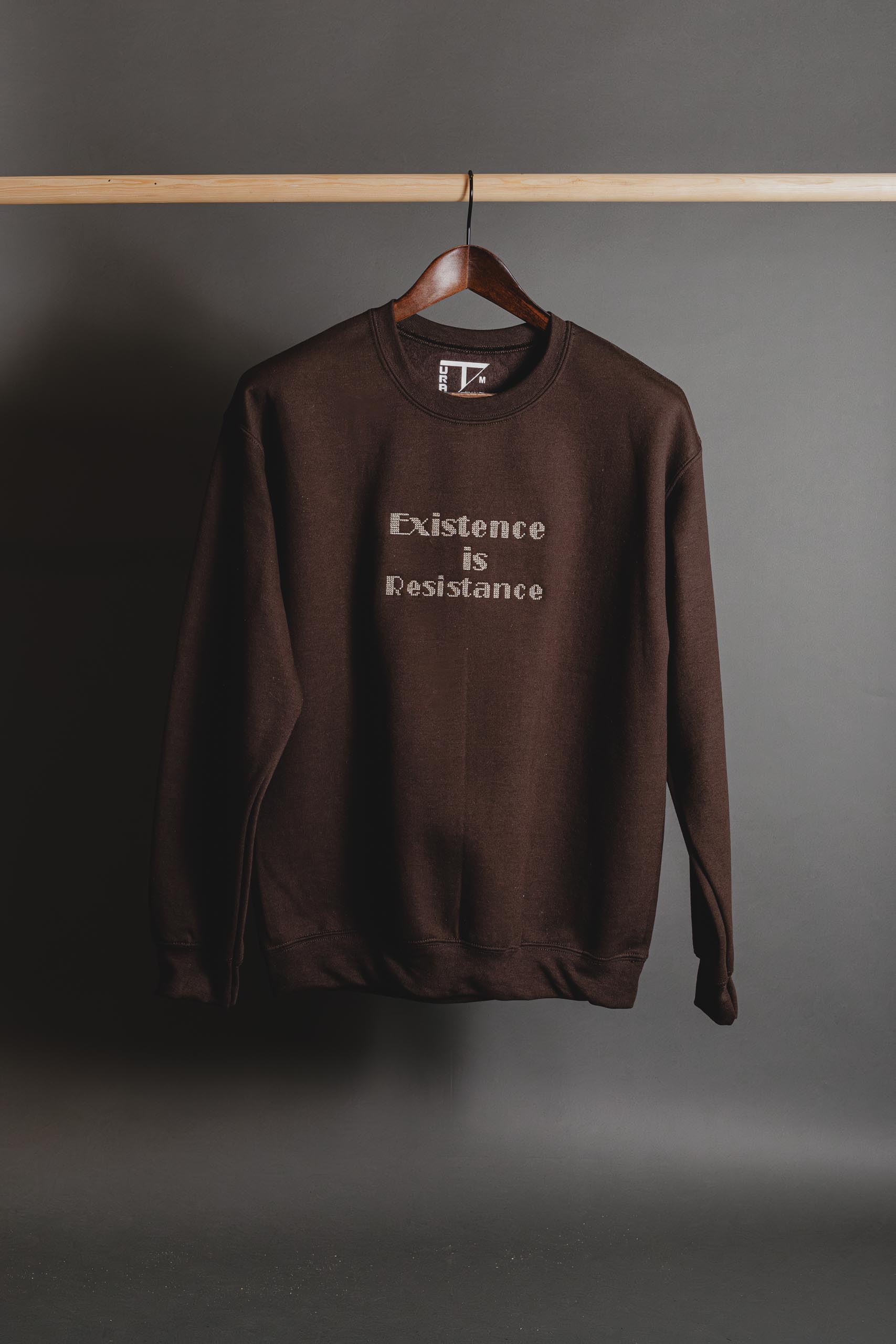 Palestinian tatreez embroidered cross-stitch sweatshirt, handmade in Canada.