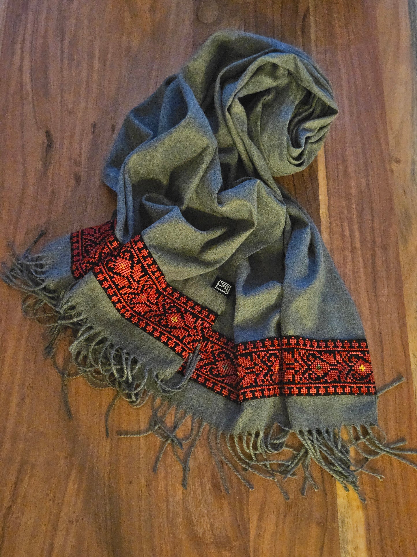 Grey Embroidered Scarf