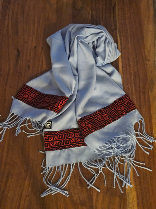 Light Blue Embroidered Scarf