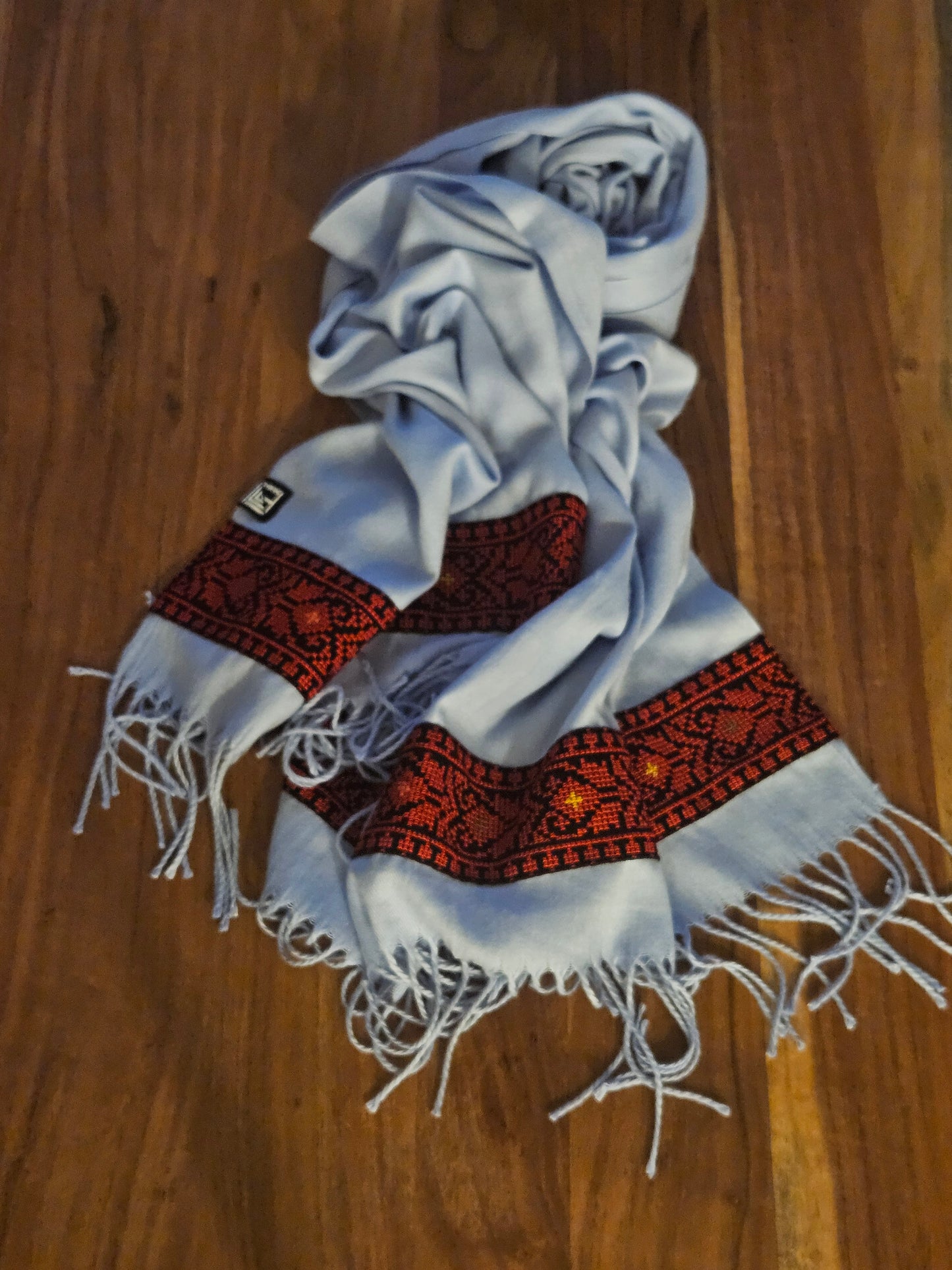 Light Blue Embroidered Scarf