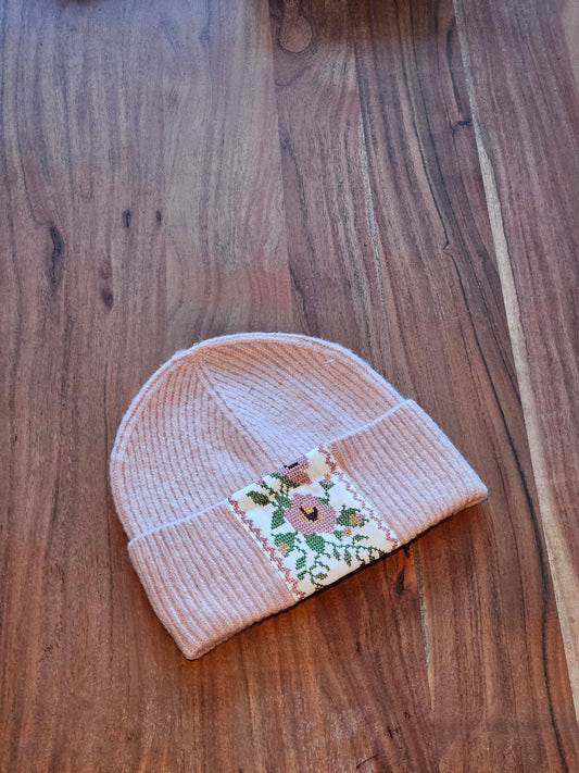 Pink Embroidered Toque