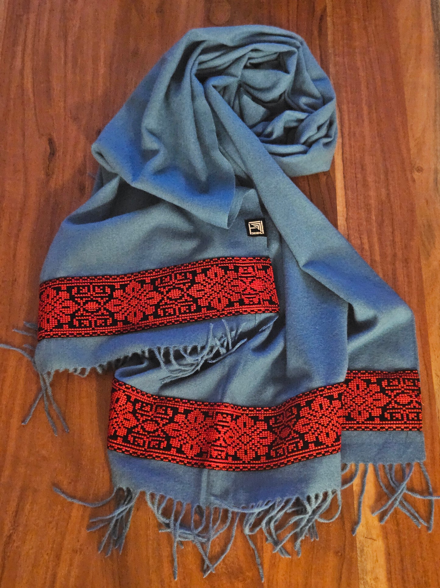 Royal Blue Embroidered Scarf