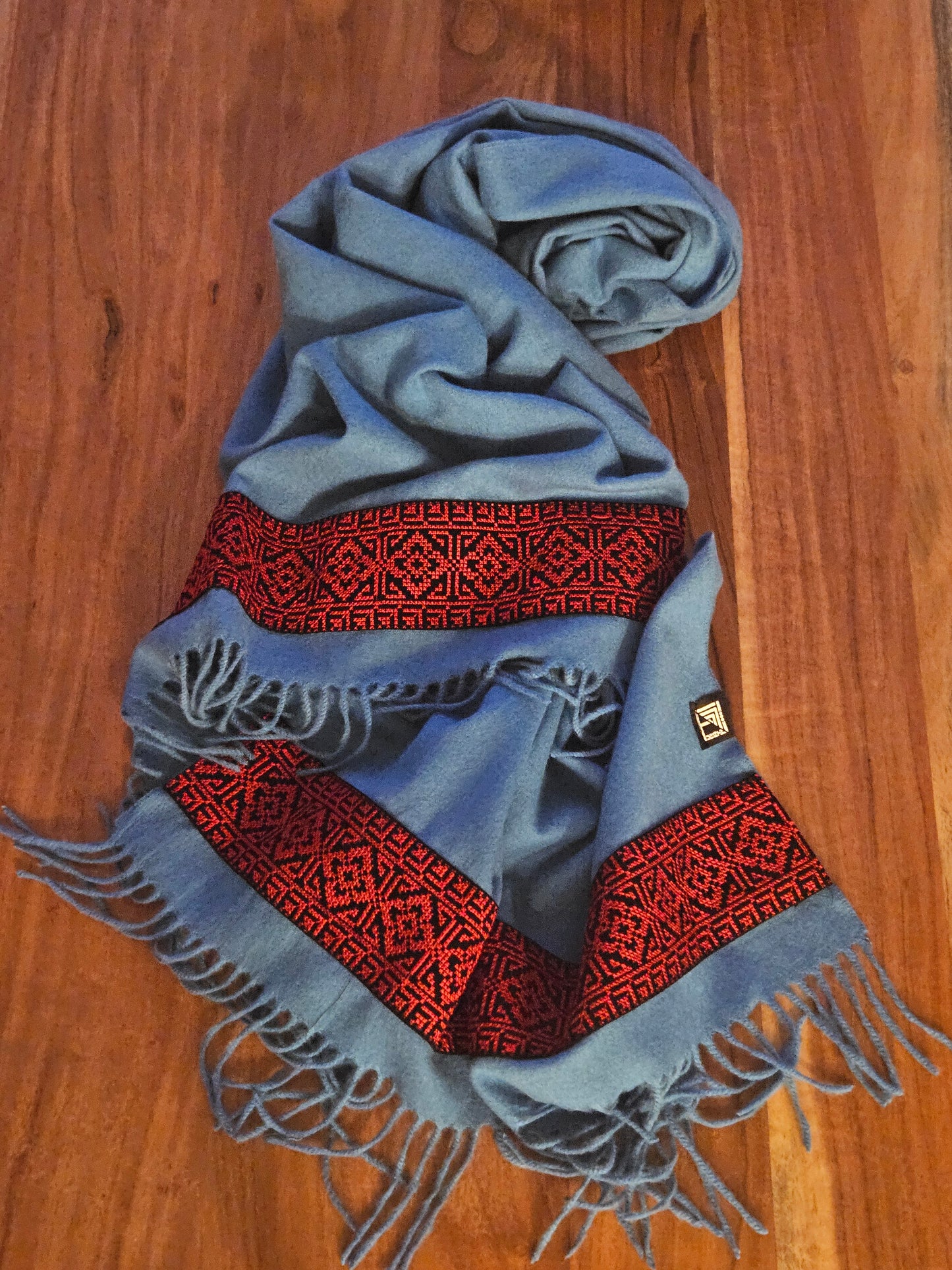 Royal Blue Embroidered Scarf