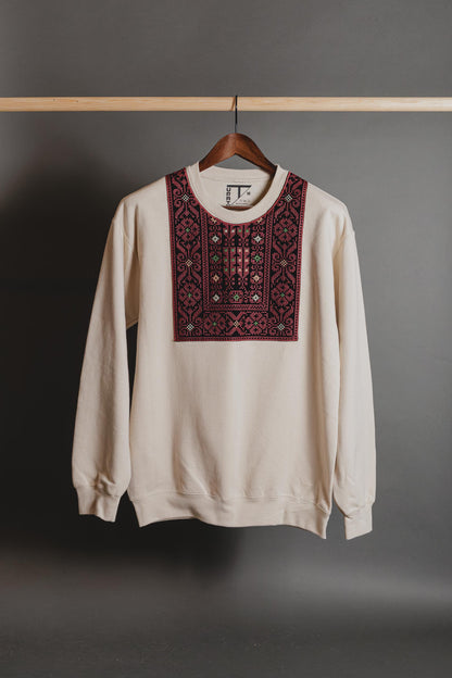 Thobe-Inspired Tatreez Collar Sweatshirts | Modern Palestinian Embroidery