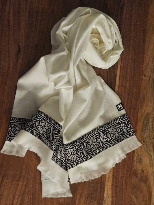 White Embroidered Scarf