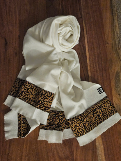 White Embroidered Scarf